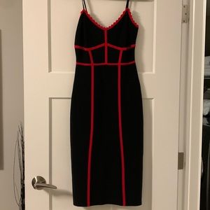 BCBG Black Dress with Red Piping. Size medium.